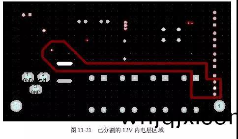 圖11-21 已(yi)分割的(de)12V內電(dian)層區域(yu)